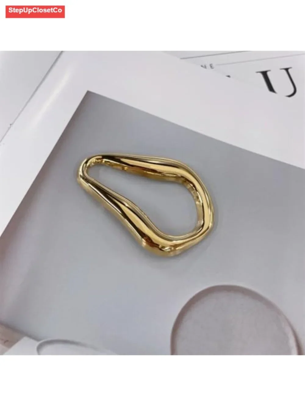 Geometric Teardrop Brooch Pin Stainless Steel Gold/Silver Plated Lapel Pin for